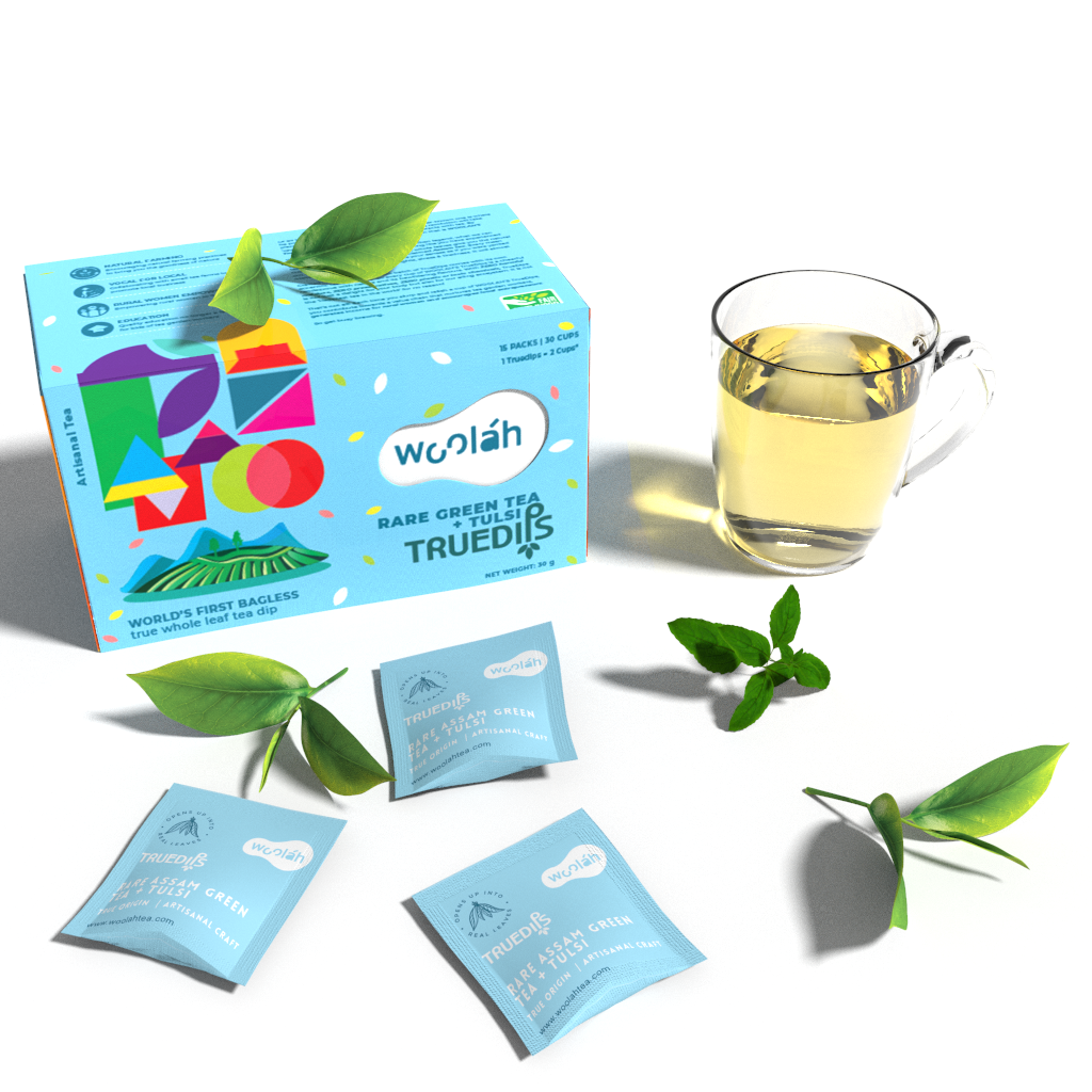 Woolah Rare Green Tea + Tulsi(Holy Basil) Teadips 15 pack